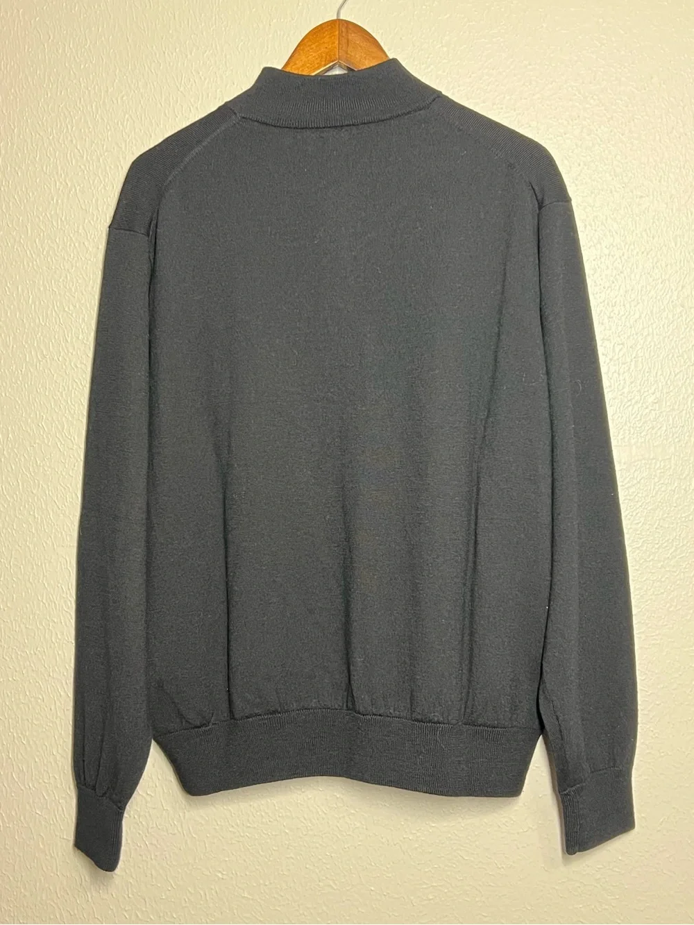 Peter Millar Sweater Mens Size L Black Merino Wool 1/4 Zip Lined Pullover Golf